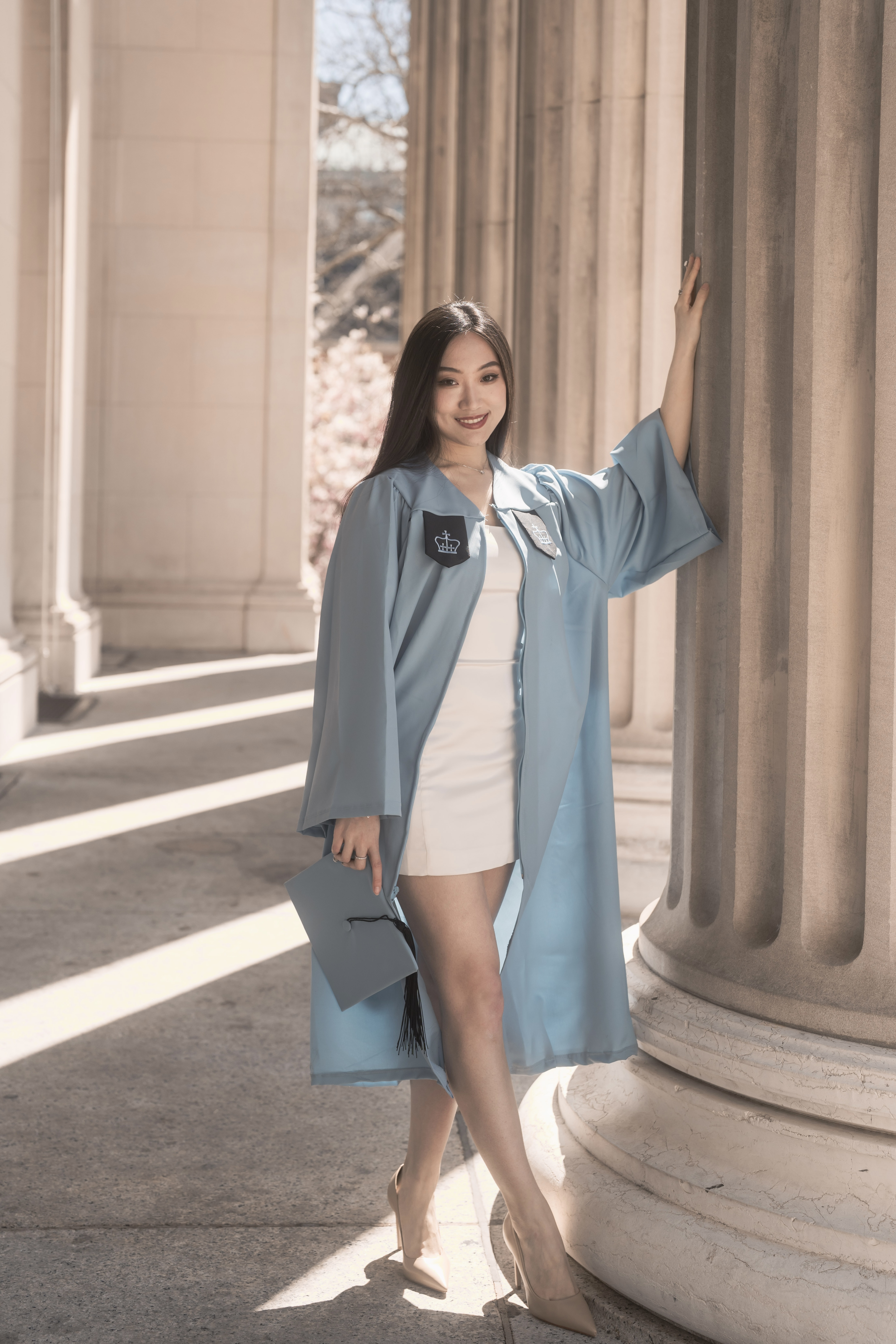 Xinyu Rain Wei in Columbia graduation attire